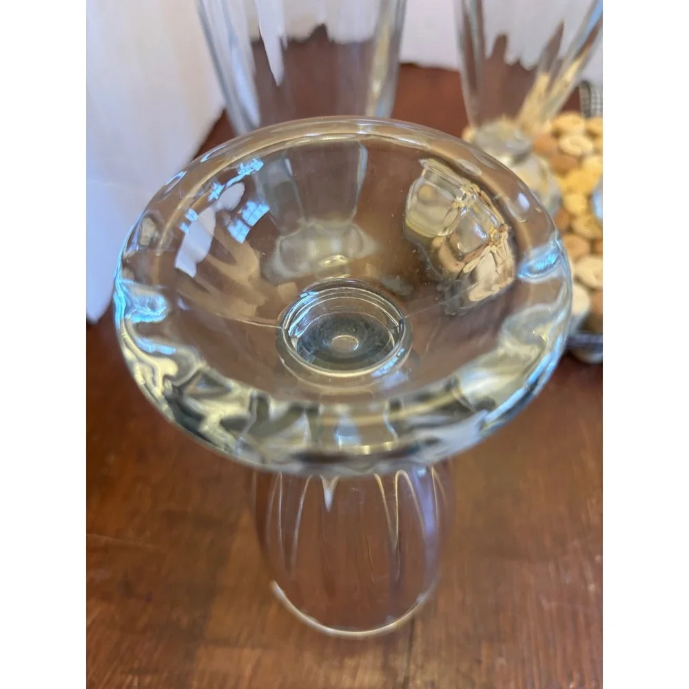 Vintage Set of 6 Paneled Glass Soda Fountain Milkshake‎ Sundae Glasses 7.5 Inch